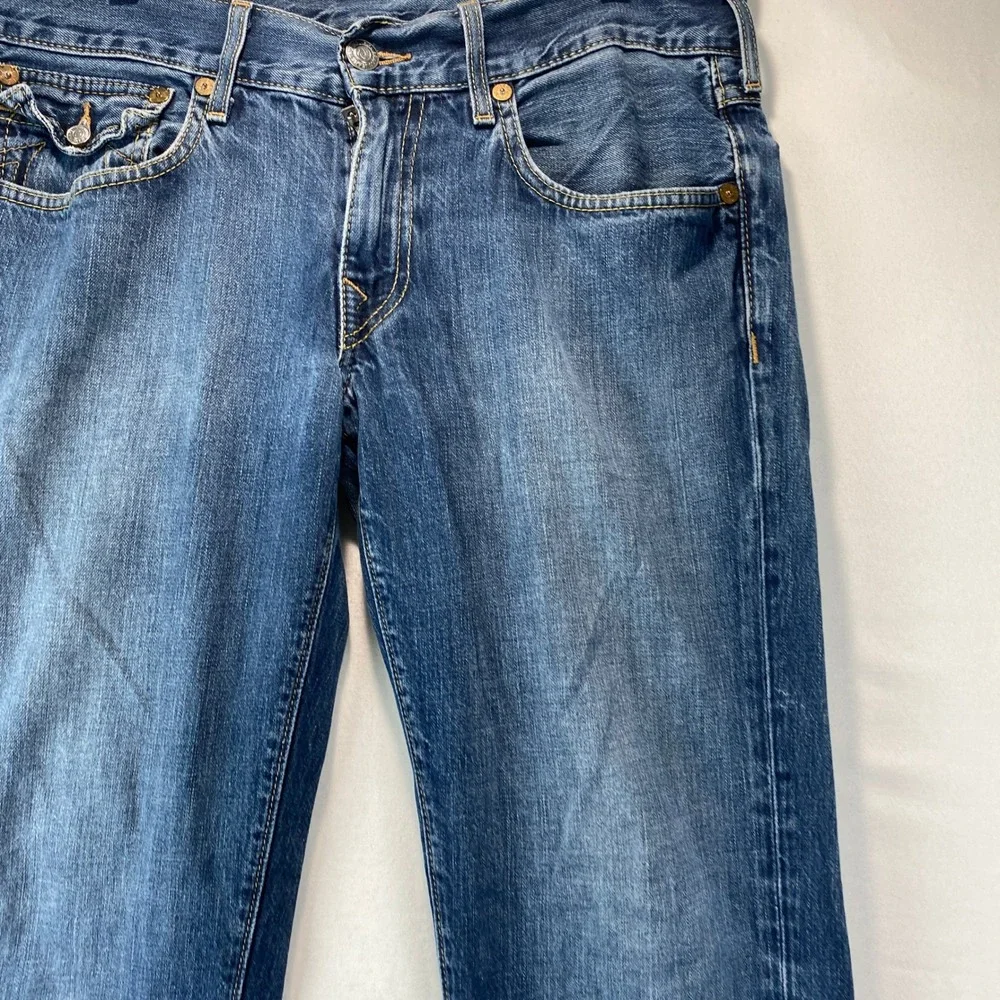 VTG Y2K True Religion Straight Leg Jeans Mens 34 Blue Denim Made in USA 0461